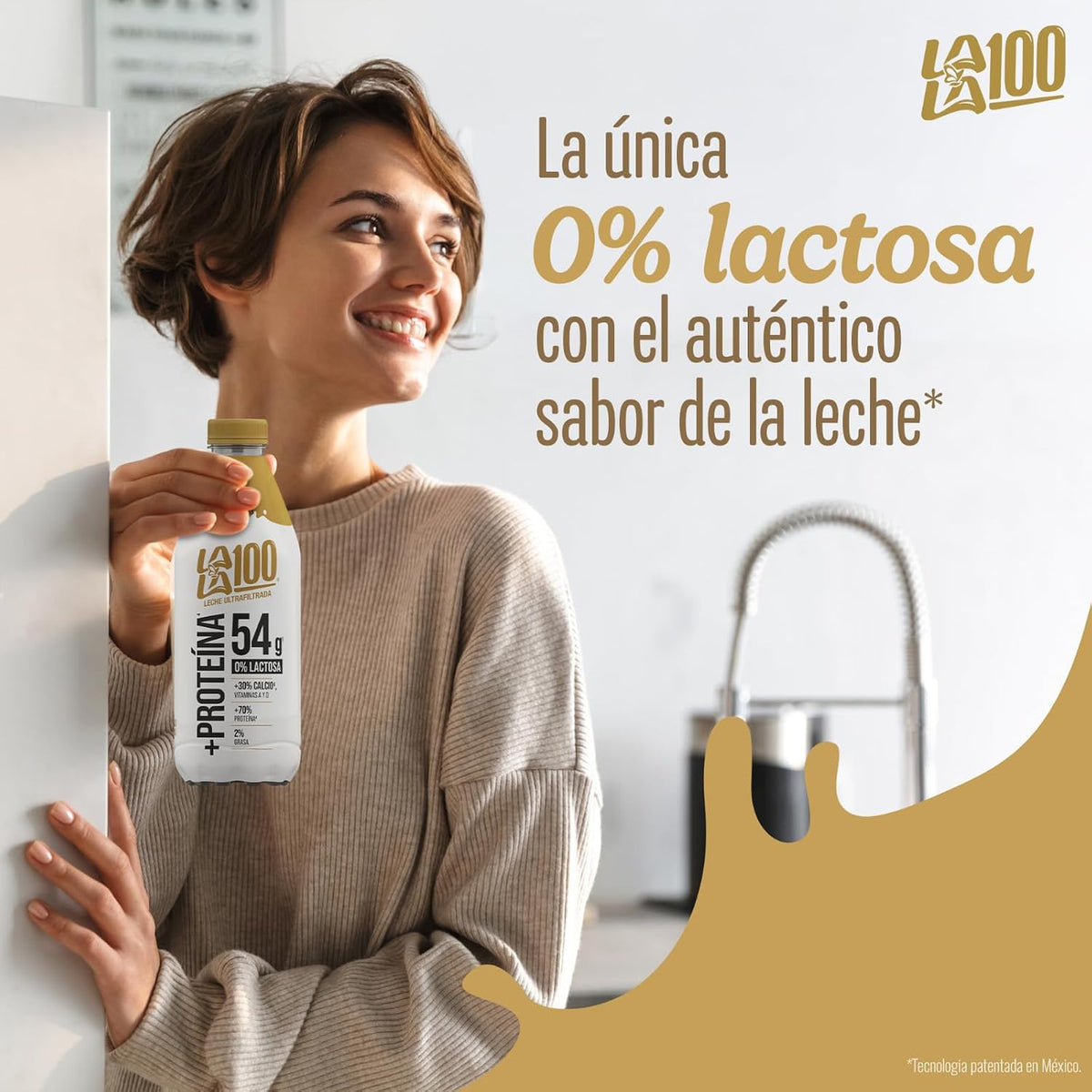 Lala 100 Leche más Proteína Sin Lactosa Parcialmente Descremada Ultrapasteurizada Reducida en Grasa con Proteína sin Refriger