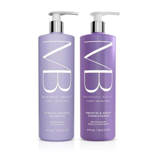 Meaningful Beauty Age-Proof Hair Care Starter Set, Strengthening Shampoo & Smooth and Shiny Conditioner Set, Plant Based Keratin Alternative, Restores Strength, Volume & Shine, Full Size, 16 Oz Each