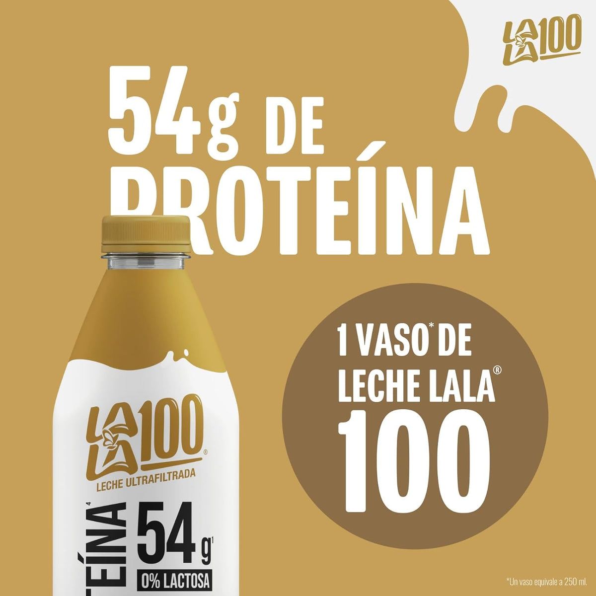 Lala 100 Leche más Proteína Sin Lactosa Parcialmente Descremada Ultrapasteurizada Reducida en Grasa con Proteína sin Refriger