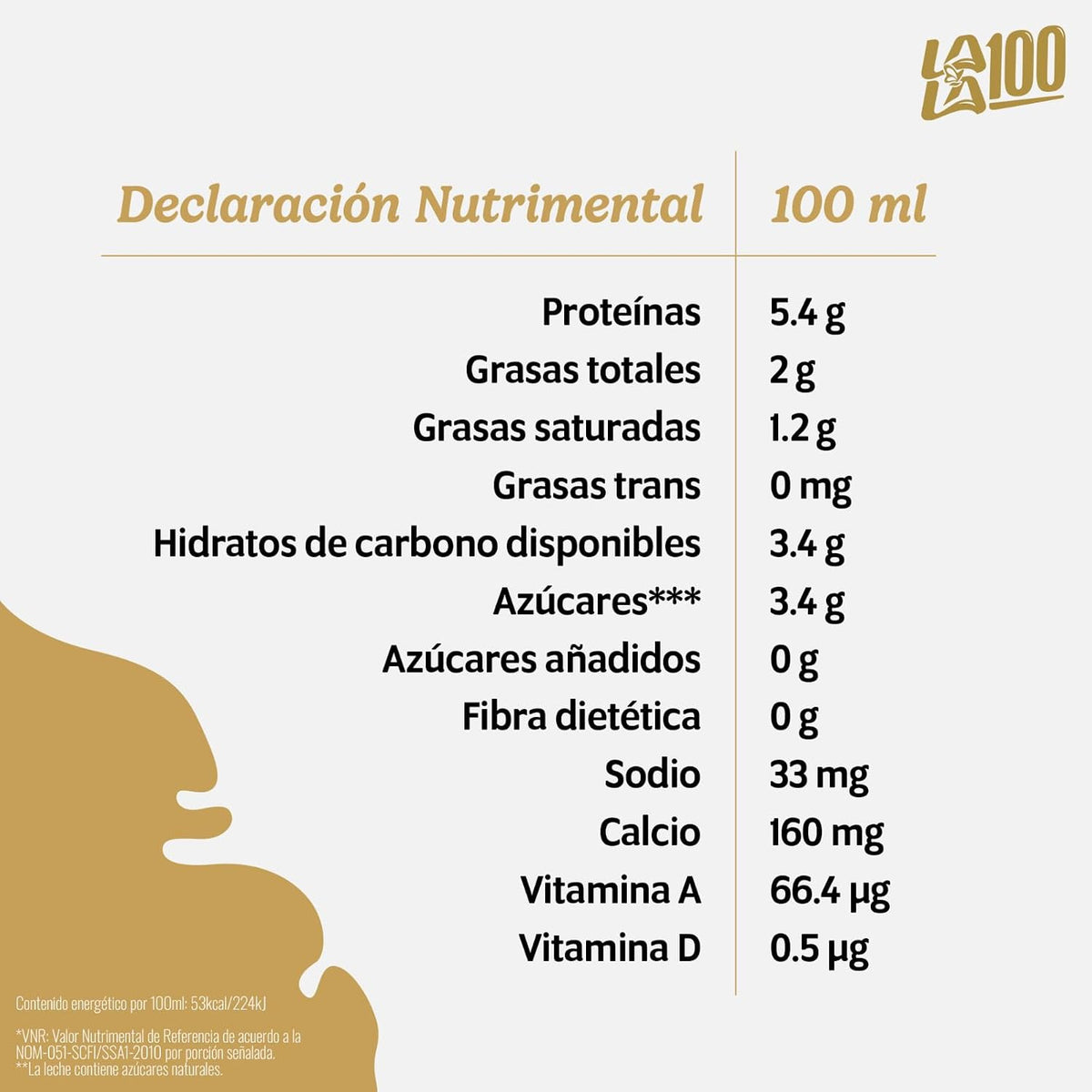 Lala 100 Leche más Proteína Sin Lactosa Parcialmente Descremada Ultrapasteurizada Reducida en Grasa con Proteína sin Refriger