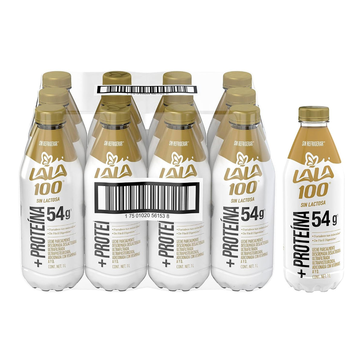 Lala 100 Leche más Proteína Sin Lactosa Parcialmente Descremada Ultrapasteurizada Reducida en Grasa con Proteína sin Refriger