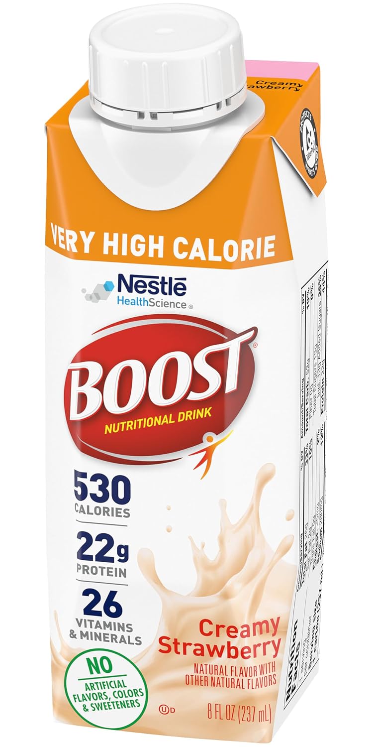 Boost Very High Calorie Nutritional Drink Duo, High Protein Nutrition Shake, Ready to Drink Nutrition Beverage, Balanced Nutritional Drink, Meal Replacement Shake, Creamy Strawberry and Chocolate, 4 Bottles Each, 8 Fluid Ounce (Variety Pack)