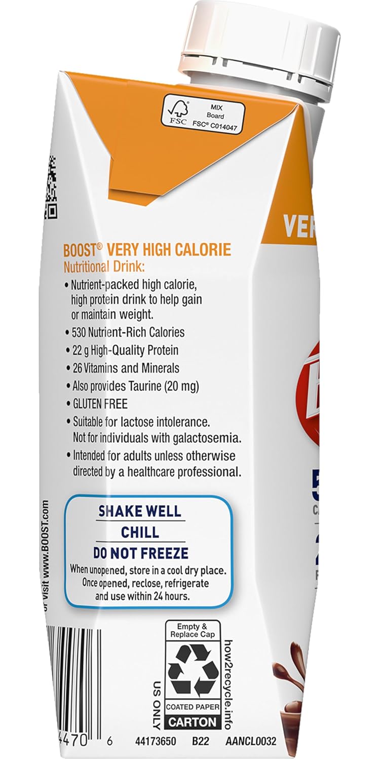 Boost Very High Calorie Nutritional Drink Duo, High Protein Nutrition Shake, Ready to Drink Nutrition Beverage, Balanced Nutritional Drink, Meal Replacement Shake, Creamy Strawberry and Chocolate, 4 Bottles Each, 8 Fluid Ounce (Variety Pack)