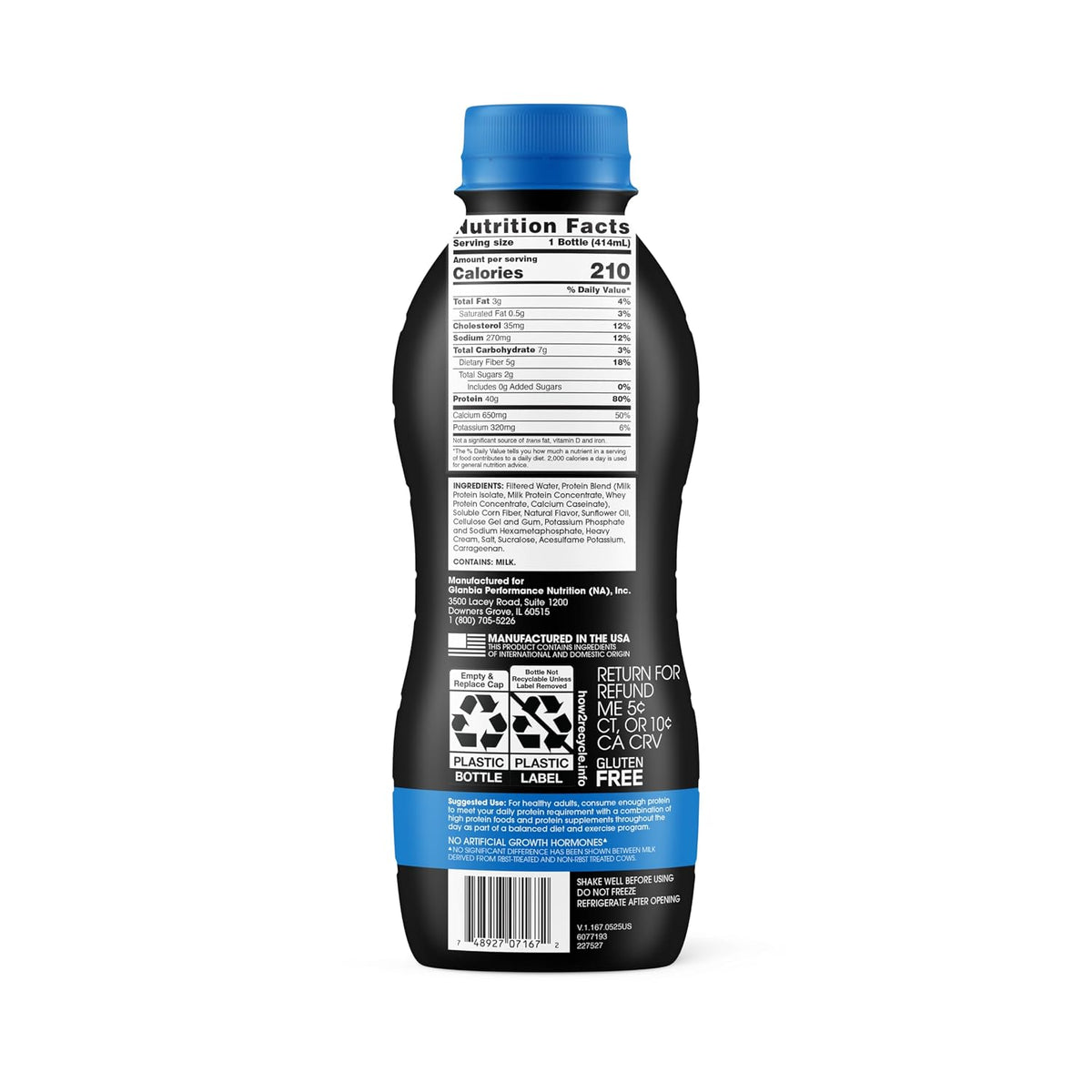 Optimum Nutrition 40g Protein Shake, Vanilla, 14 Fl Oz, 12 Ct
