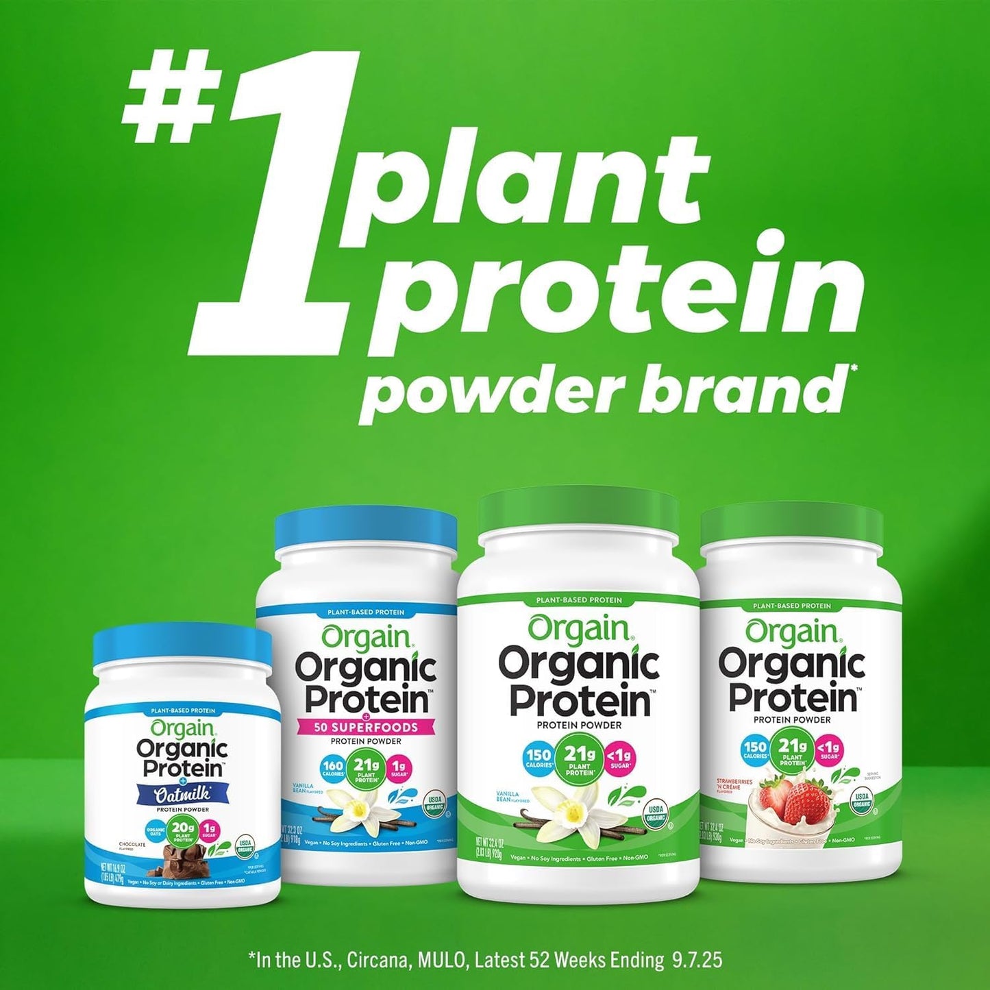 Orgain Organic Vegan 30g High Protein Powder, Chocolate, 2.01 lb | Plant based, 9g EAAs + BCAAs, 6g prebiotic fiber, 1g sugar, pre-workout, muscle support & recovery, packaging may vary