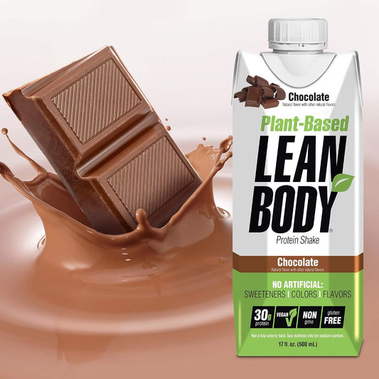Lean Body Ready-to-Drink, Plant-Based Vegan Chocolate Protein Shake, 30g Protein, No Artificial Flavors, Sweeteners or Colors, Non GMO, Gluten Free, Premium Pea & Rice Blend (Pack of 12)