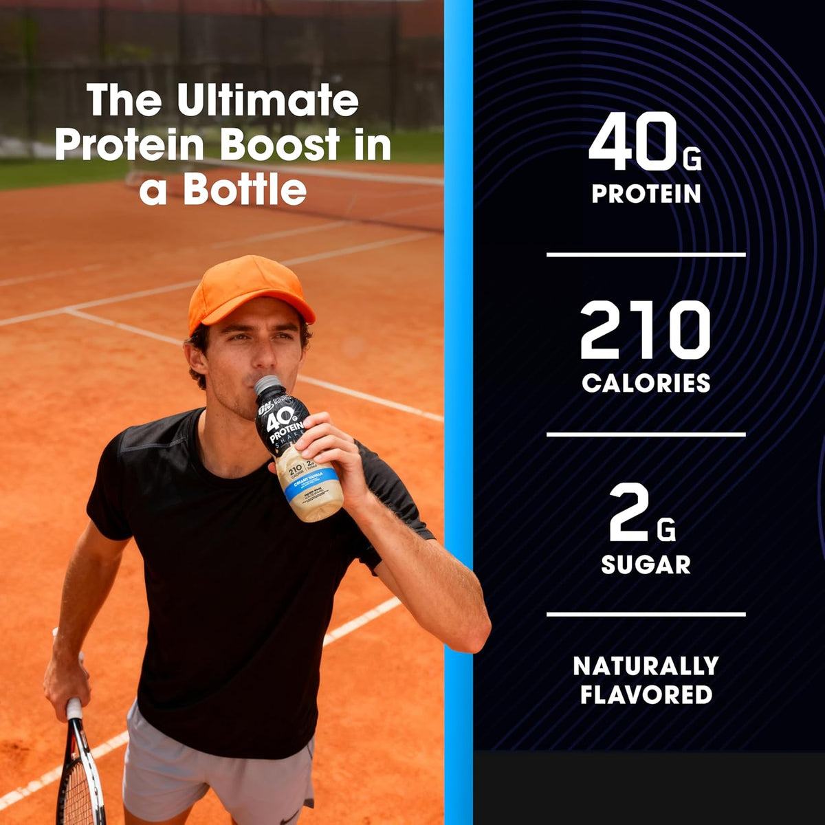 Optimum Nutrition 40g Protein Shake, Vanilla, 14 Fl Oz, 12 Ct