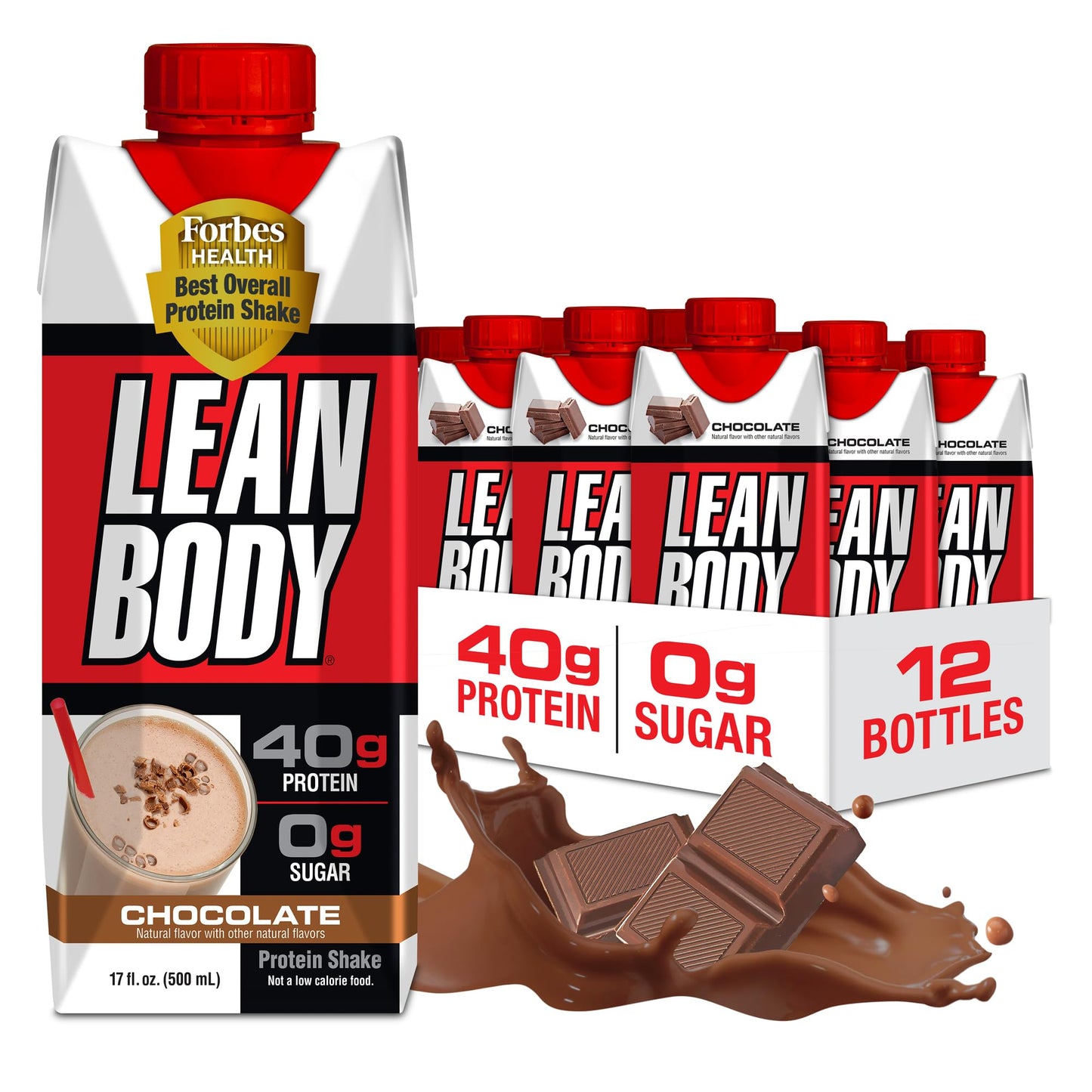 Lean Body Ready-to-Drink, Plant-Based Vegan Chocolate Protein Shake, 30g Protein, No Artificial Flavors, Sweeteners or Colors, Non GMO, Gluten Free, Premium Pea & Rice Blend (Pack of 12)