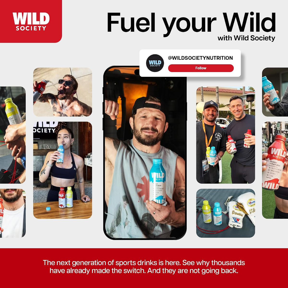 Wild Society Clear Protein Drink + Electrolytes, Fruit Punch, 12 Pack