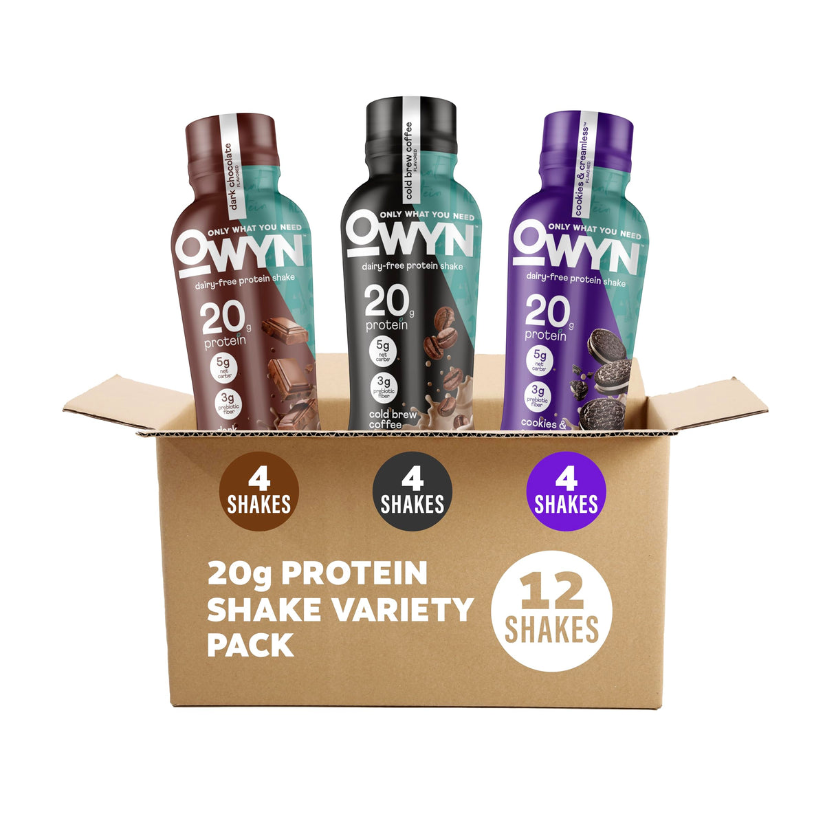 OWYN Only What You Need 20g Protein Shake Variety Pack, Dairy Free, 12 Ct
