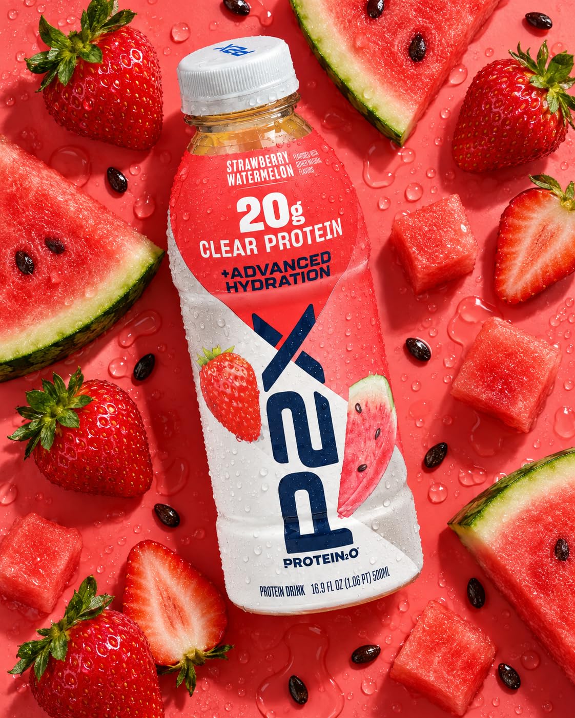 Protein2o P2X Advanced Hydration 20g Clear Protein Drink, 710mg of Electrolytes, 0g of Sugar - Post-Workout Recovery - 16.9 Fl Oz - 12 Count Strawberry Watermelon