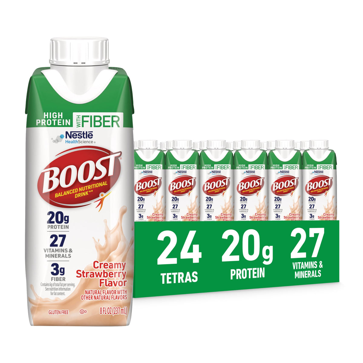 BOOST High Protein with Fiber Balanced Nutritional Shake, Vanilla, 24 pk